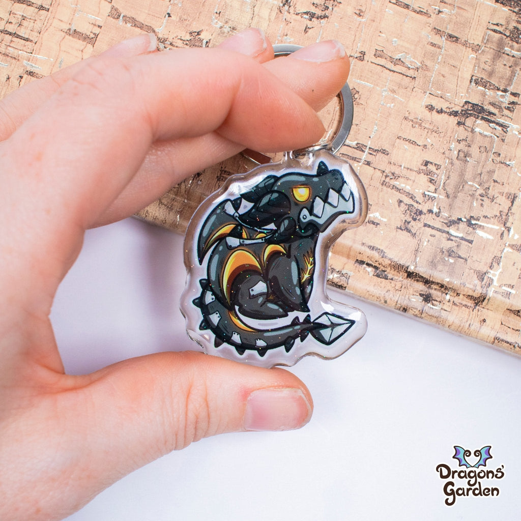 WHOLESALE Deathwing Dragon | Glitter Acrylic Keychain - Dragons' Garden - Keychain Keychain