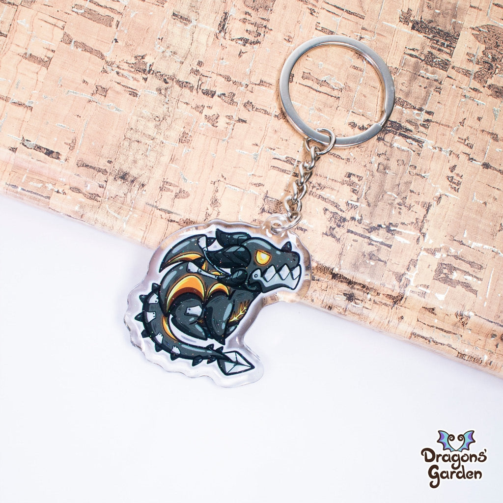 WHOLESALE Deathwing Dragon | Glitter Acrylic Keychain - Dragons' Garden - Keychain Keychain
