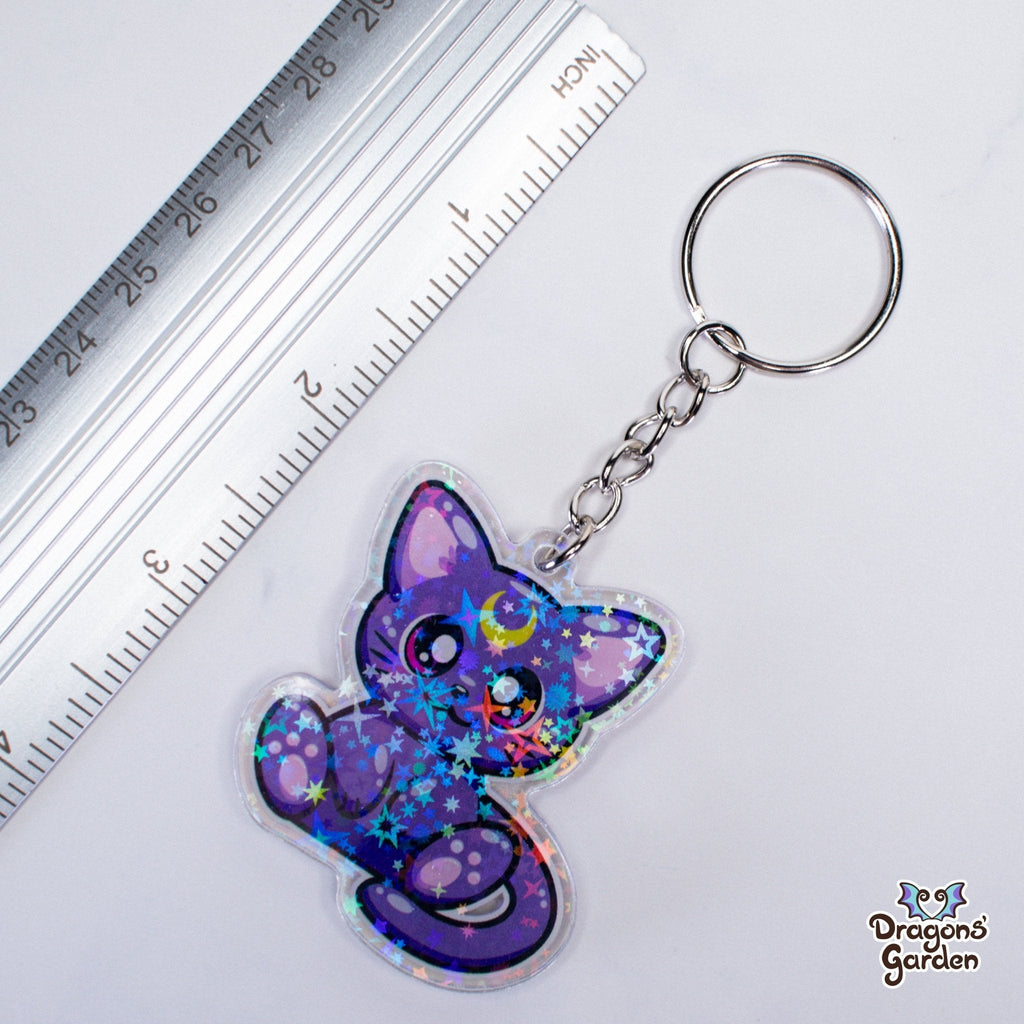 WHOLESALE Moon Kitty | Holographic Acrylic Keychain - Dragons' Garden - Keychain Keychain