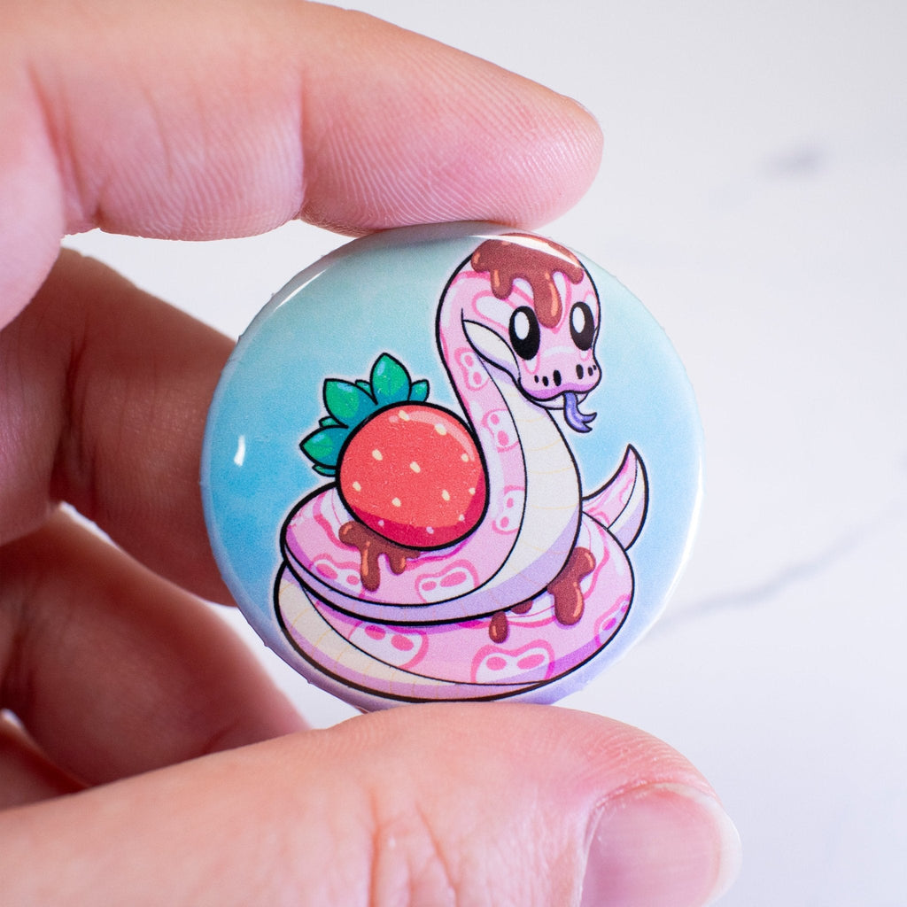 WHOLESALE Strawberry Snake | Button Pin - Dragons' Garden - Button Button