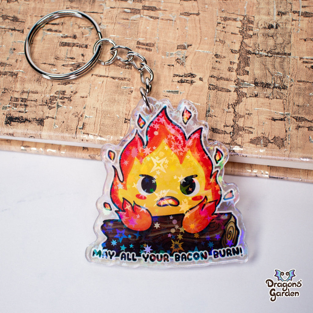 Calcifier may all your Bacon Burn | Holographic Acrylic Keychain - Dragons' Garden - Keychain Keychain