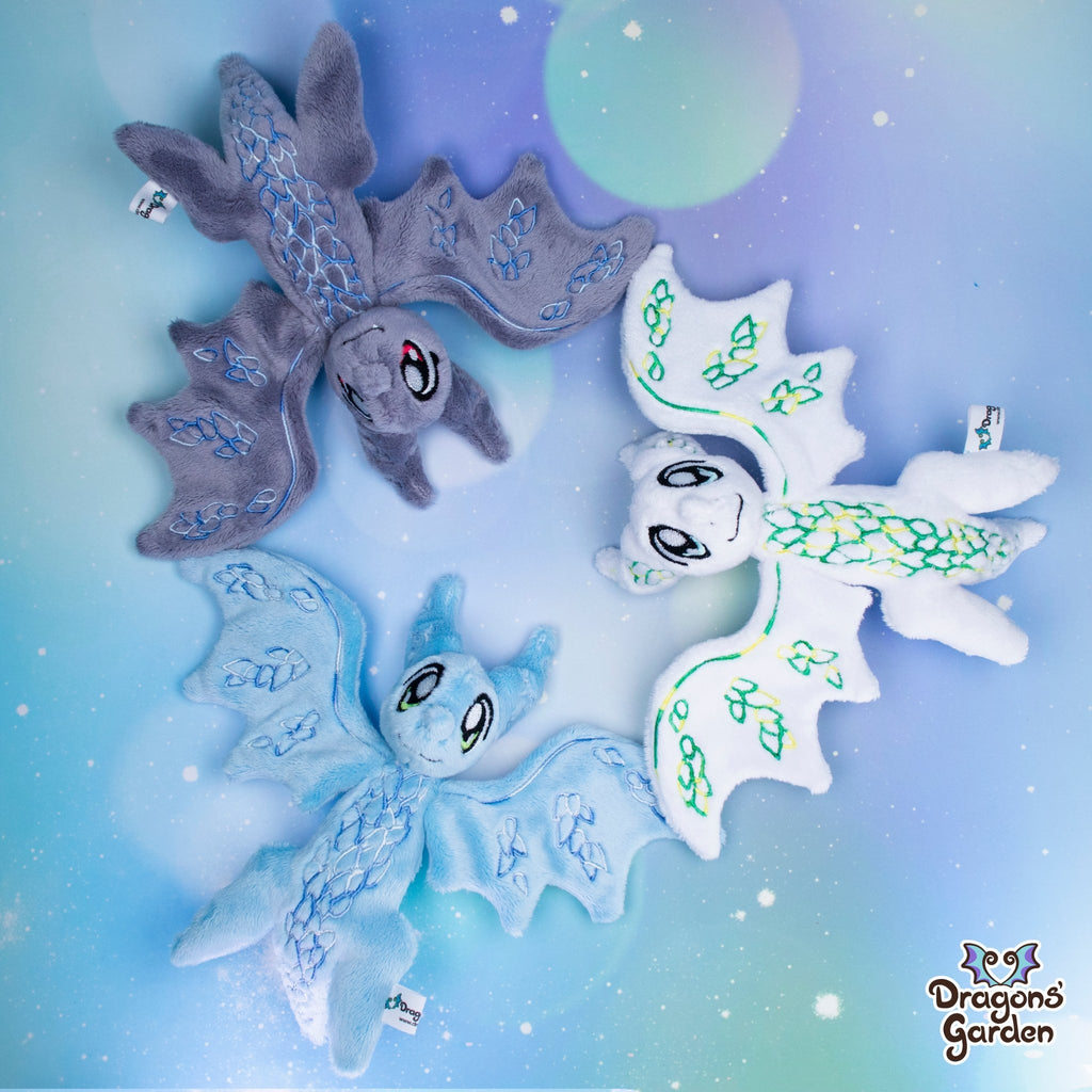 Colorful Ice Wyverns | Tiny Dragon Plushies - Dragons' Garden - White/Green - Plushie