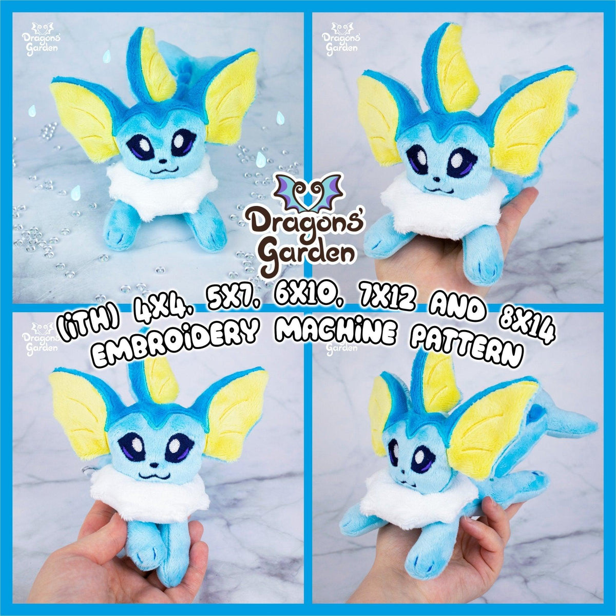 ITH Vaporeon Plush Embroidery Pattern Eeveelutions
