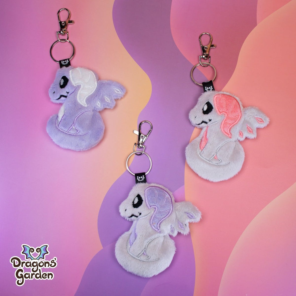 Pastel Drake Plush Charm - Dragons' Garden - Gray / Pink - Charm *New