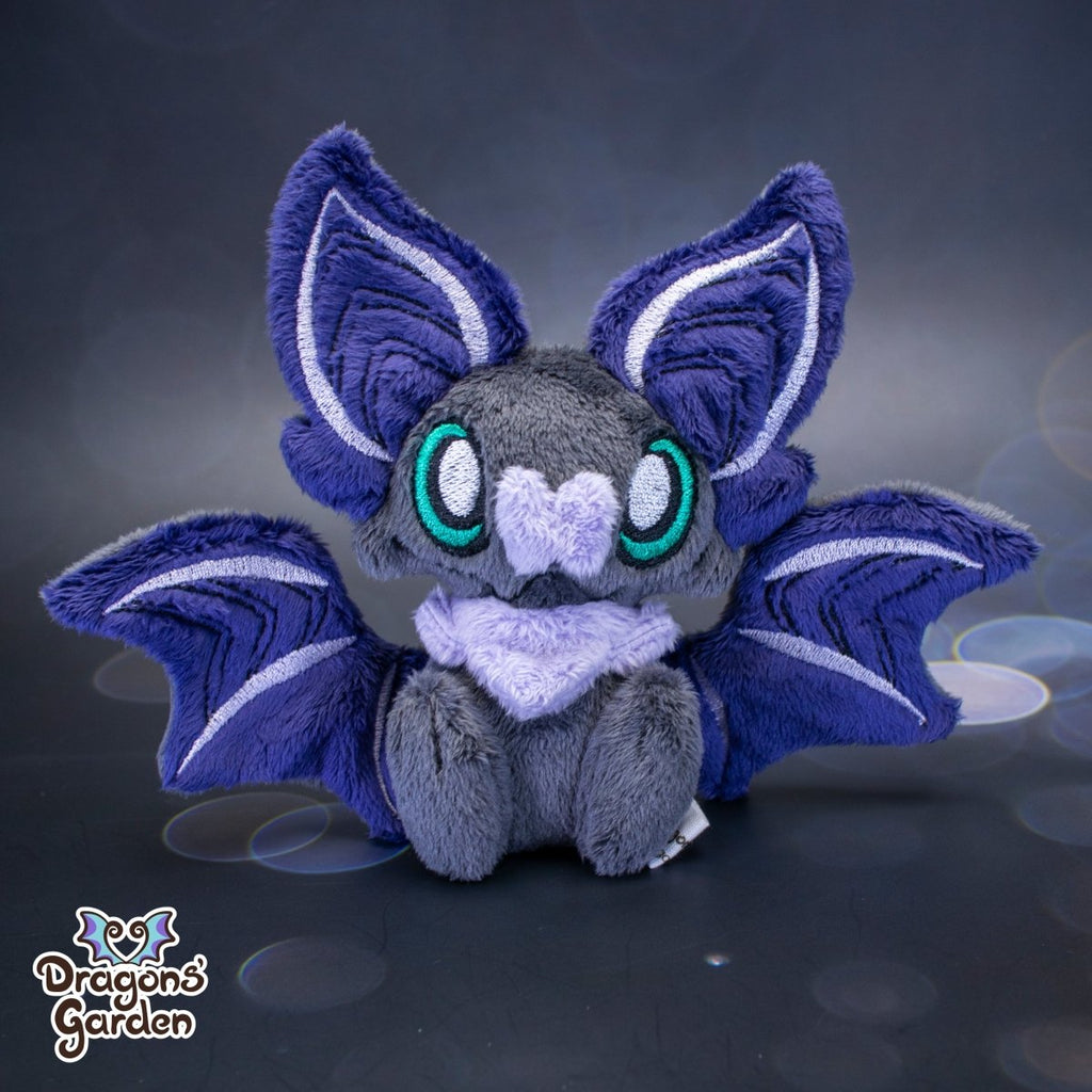 Small Deep Purple and Lilac Sitting Bat Plushie - Dragons' Garden - Plushie *New