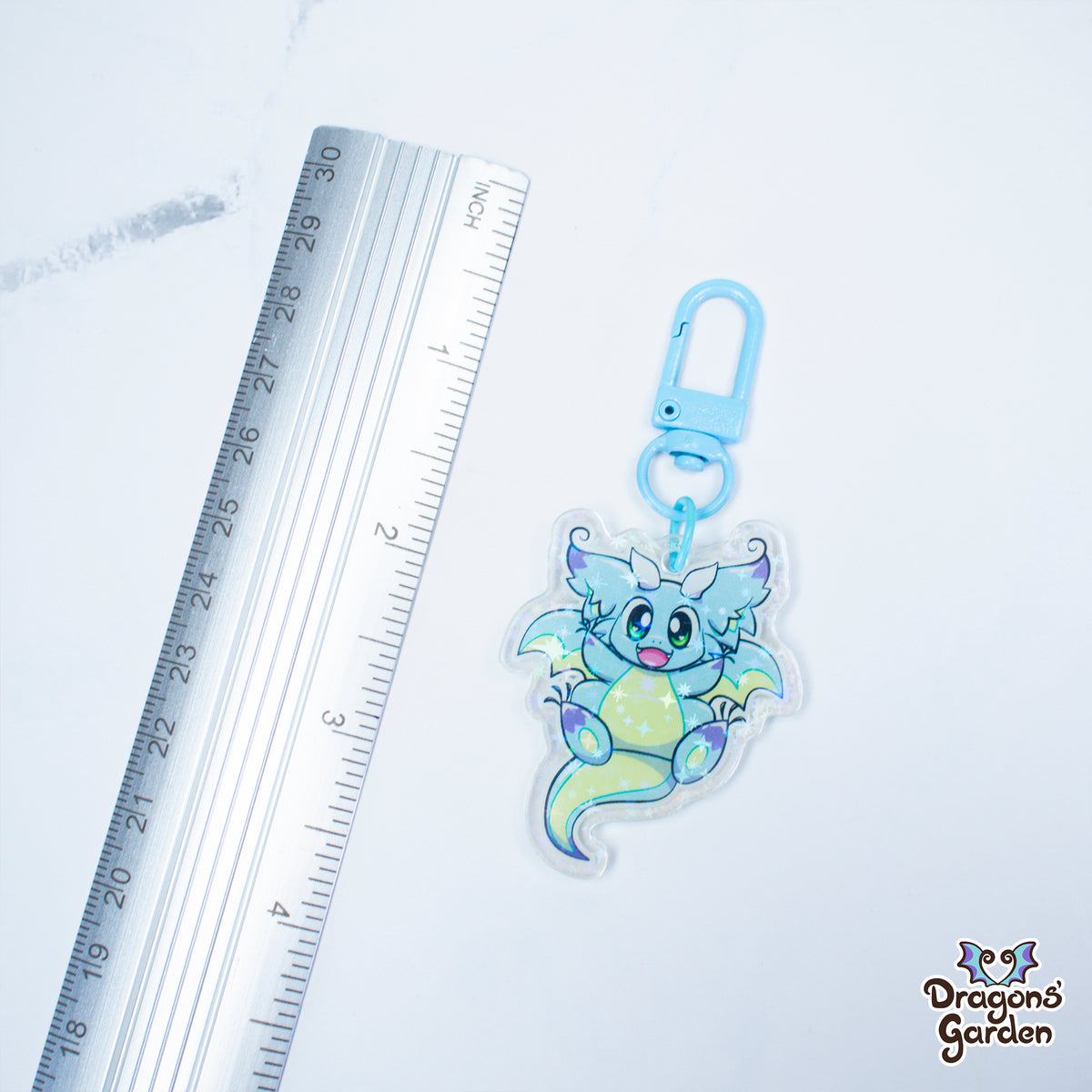Blue Happy Dragon | Holographic Acrylic Keychain– Dragons' Garden