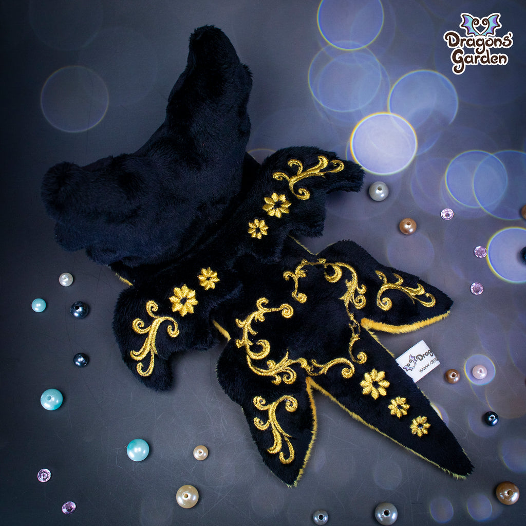 WEIGHTED | Jumbo Gilded Heart Dragon Plushie | Golden Onyx