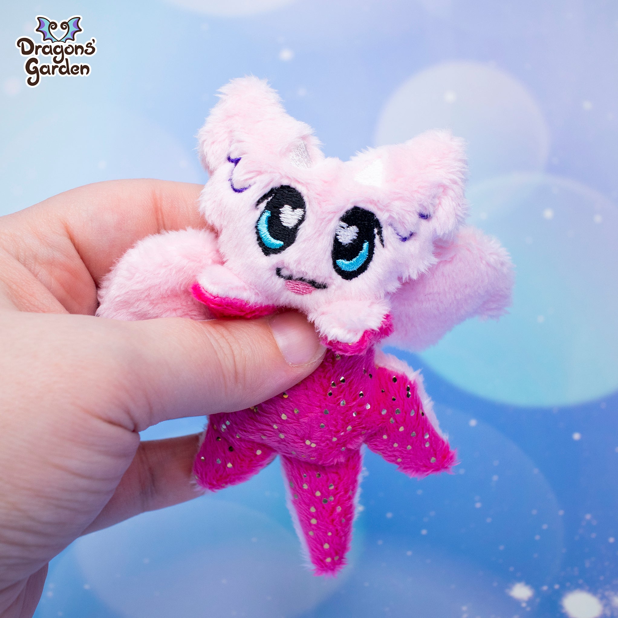Pink sparkle Rainbow Micro Dragon Plushie Dragons' Garden