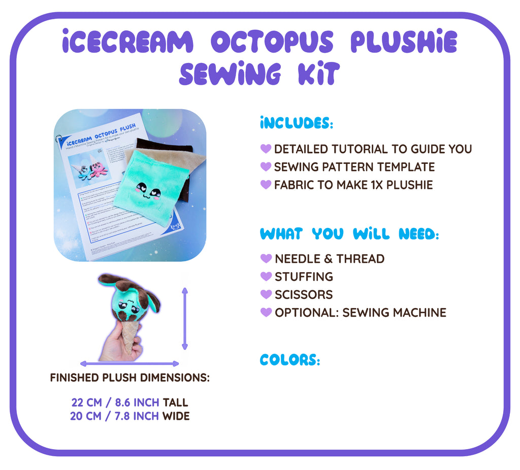 Icecream Octopus Plushie Sewing Kit - Dragons' Garden