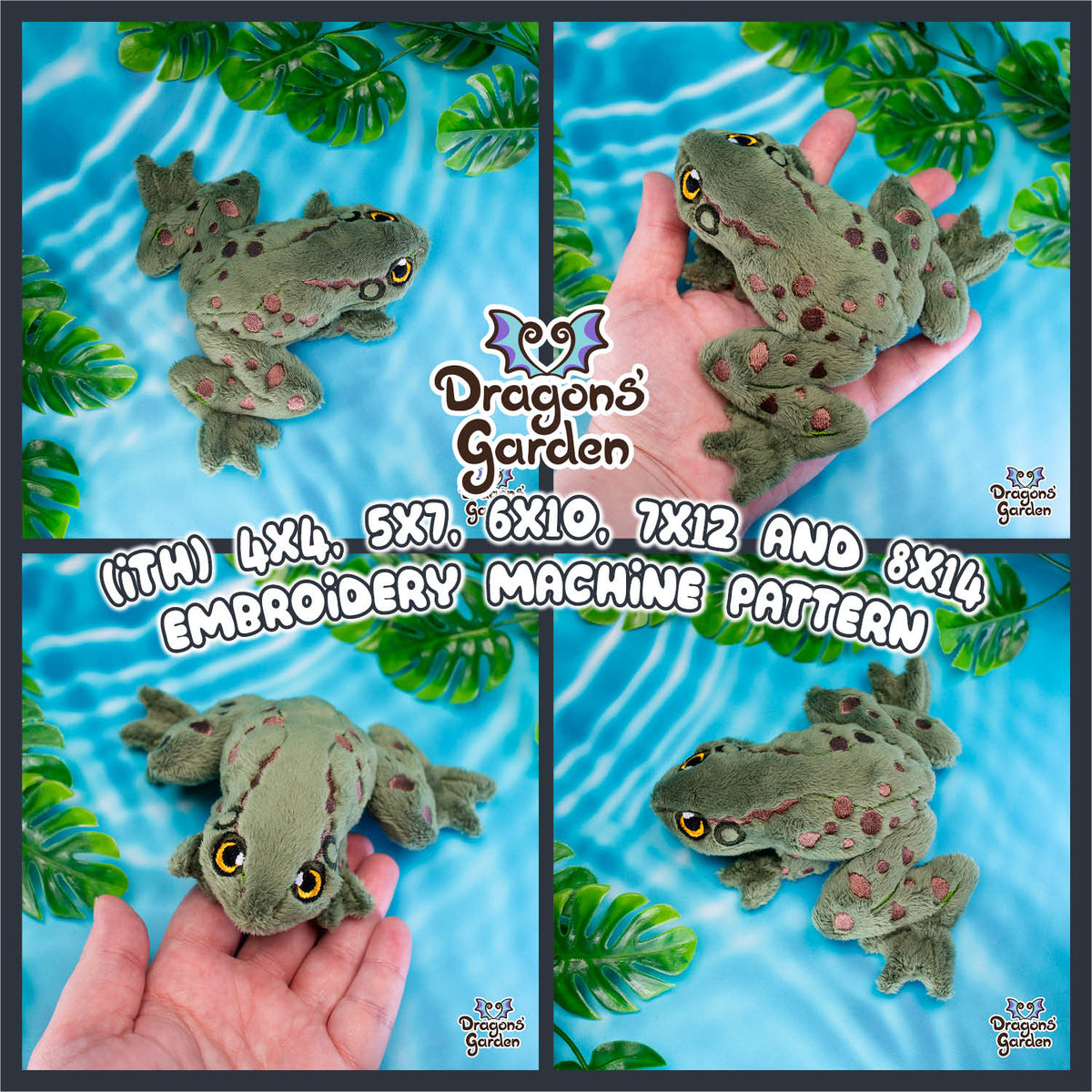 ITH Green Frog Plush Embroidery PaITH American Green Frog Plush ...