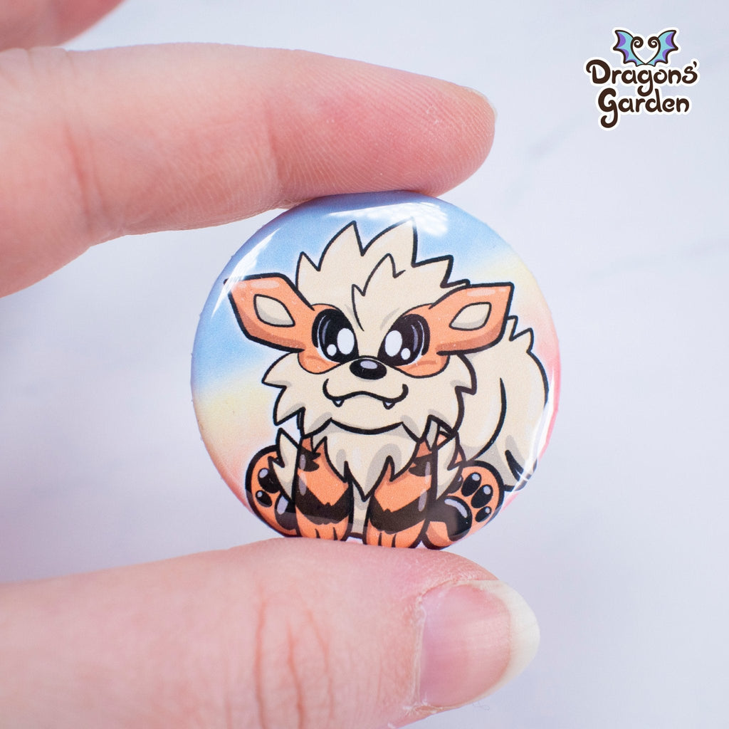 WHOLESALE Arcanine Pokemon | Button Pin - Dragons' Garden - Button Button