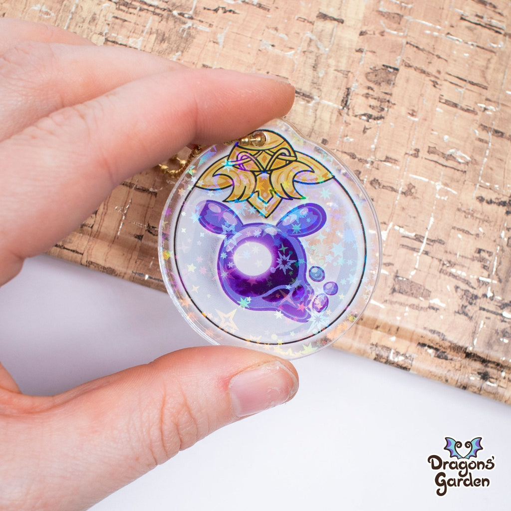 WHOLESALE Seelie Genshin Impact | Holographic Acrylic Keychain - Dragons' Garden - Purple - Keychain Keychain
