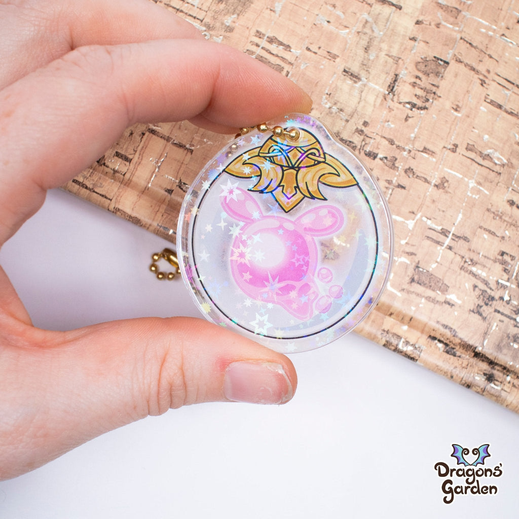 WHOLESALE Seelie Genshin Impact | Holographic Acrylic Keychain - Dragons' Garden - Pink - Keychain Keychain