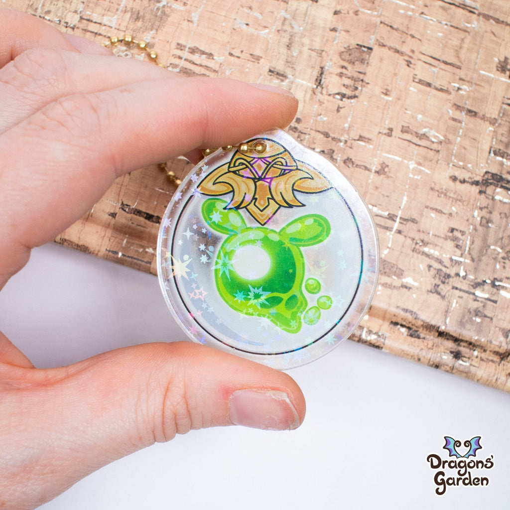 WHOLESALE Seelie Genshin Impact | Holographic Acrylic Keychain - Dragons' Garden - Green - Keychain Keychain