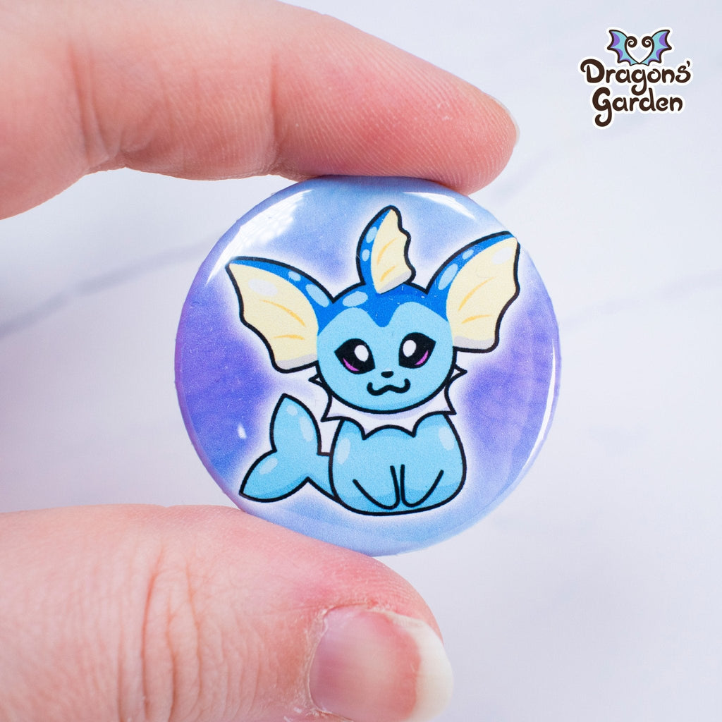 WHOLESALE Vaporeon Pokemon | Button Pin - Dragons' Garden - Button Button