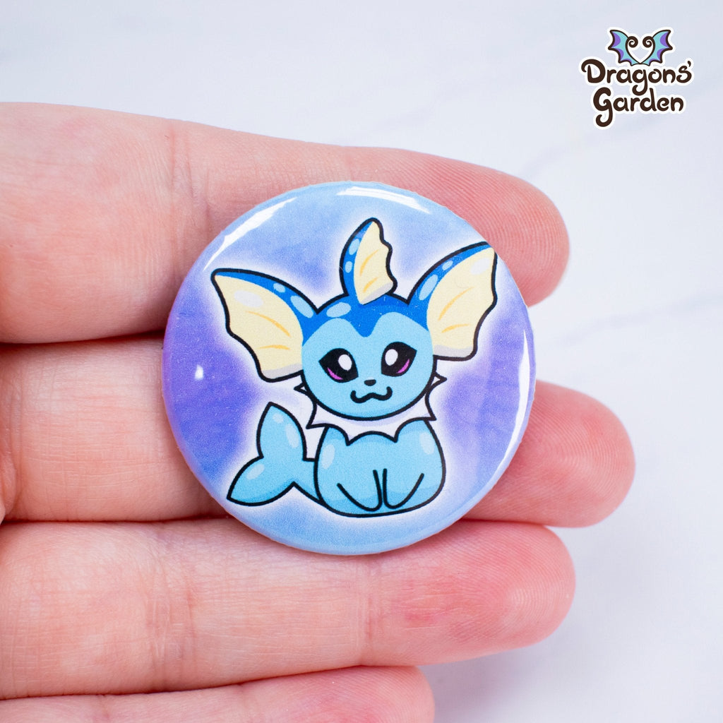 WHOLESALE Vaporeon Pokemon | Button Pin - Dragons' Garden - Button Button