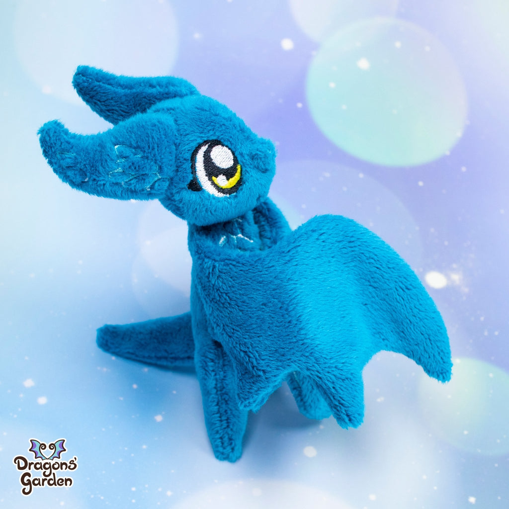 Blue Ice Wyverns | Tiny Dragon Plushies - Dragons' Garden - Purple Eyes - Plushie