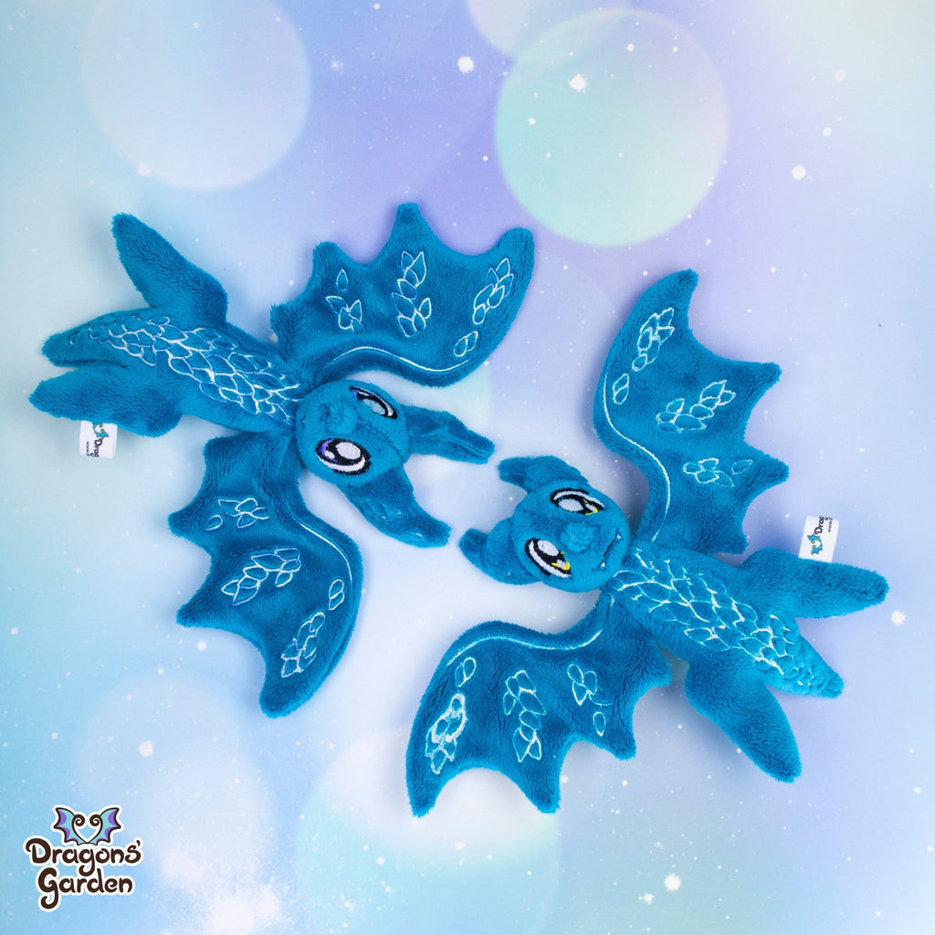Blue Ice Wyverns | Tiny Dragon Plushies - Dragons' Garden - Purple Eyes - Plushie