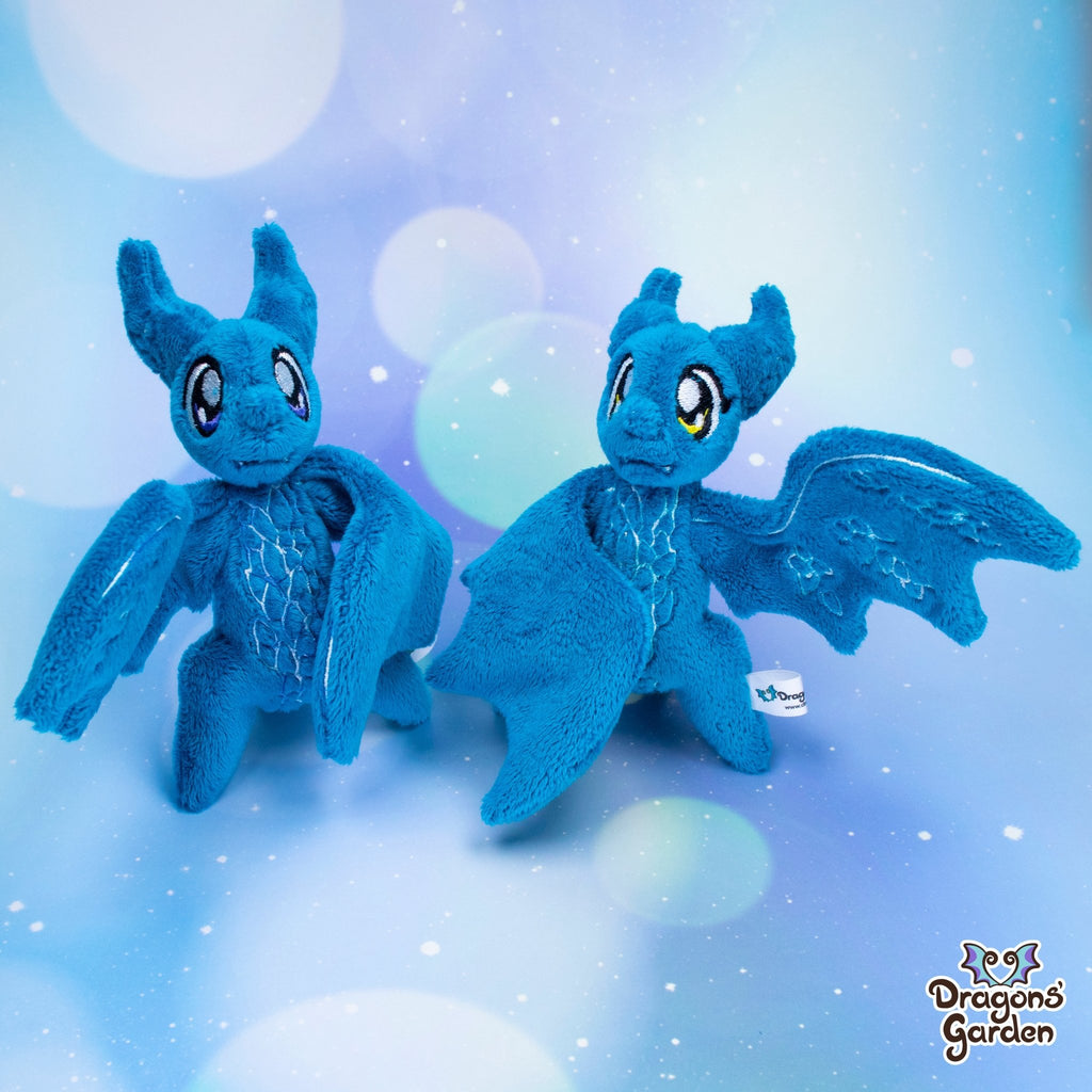 Blue Ice Wyverns | Tiny Dragon Plushies - Dragons' Garden - Purple Eyes - Plushie