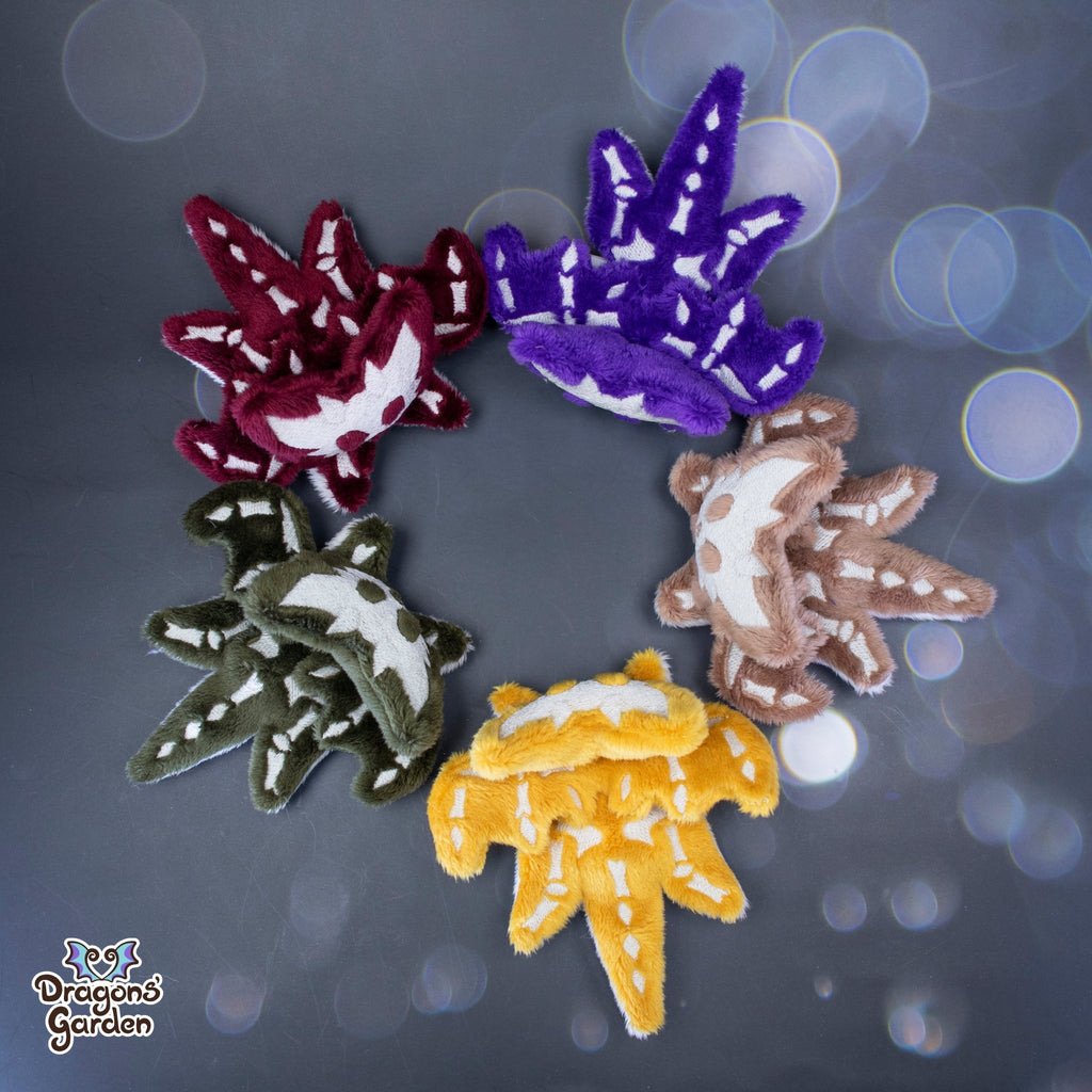 Colorful Ancient Fossil Micro Dragon Plushies - Dragons' Garden - Burgandy - Plushie *Limited Edition