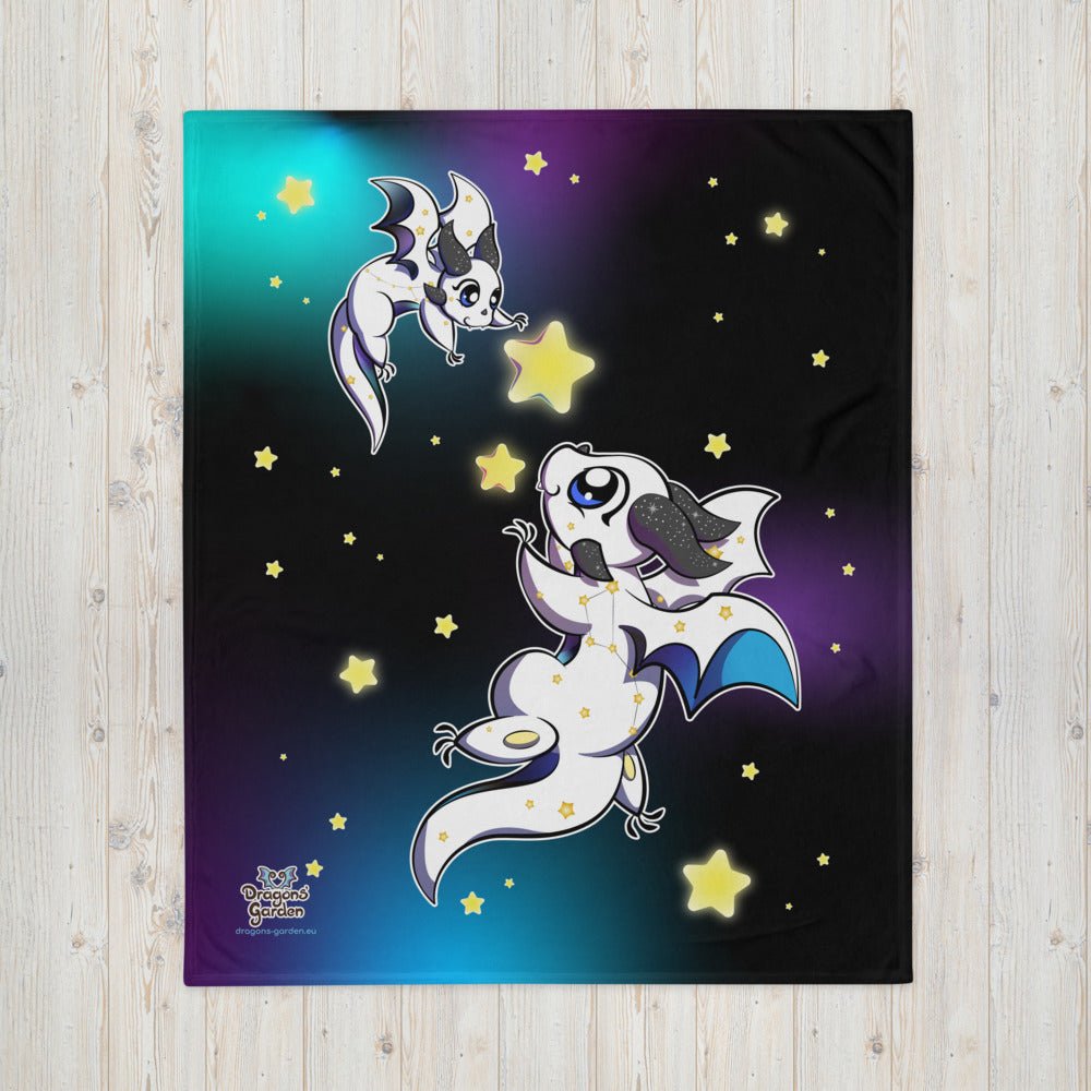 Constellation Dragons Ursa Minor and Ursa Major | Fluffy Throw Blanket - Dragons' Garden - Blanket Blanket