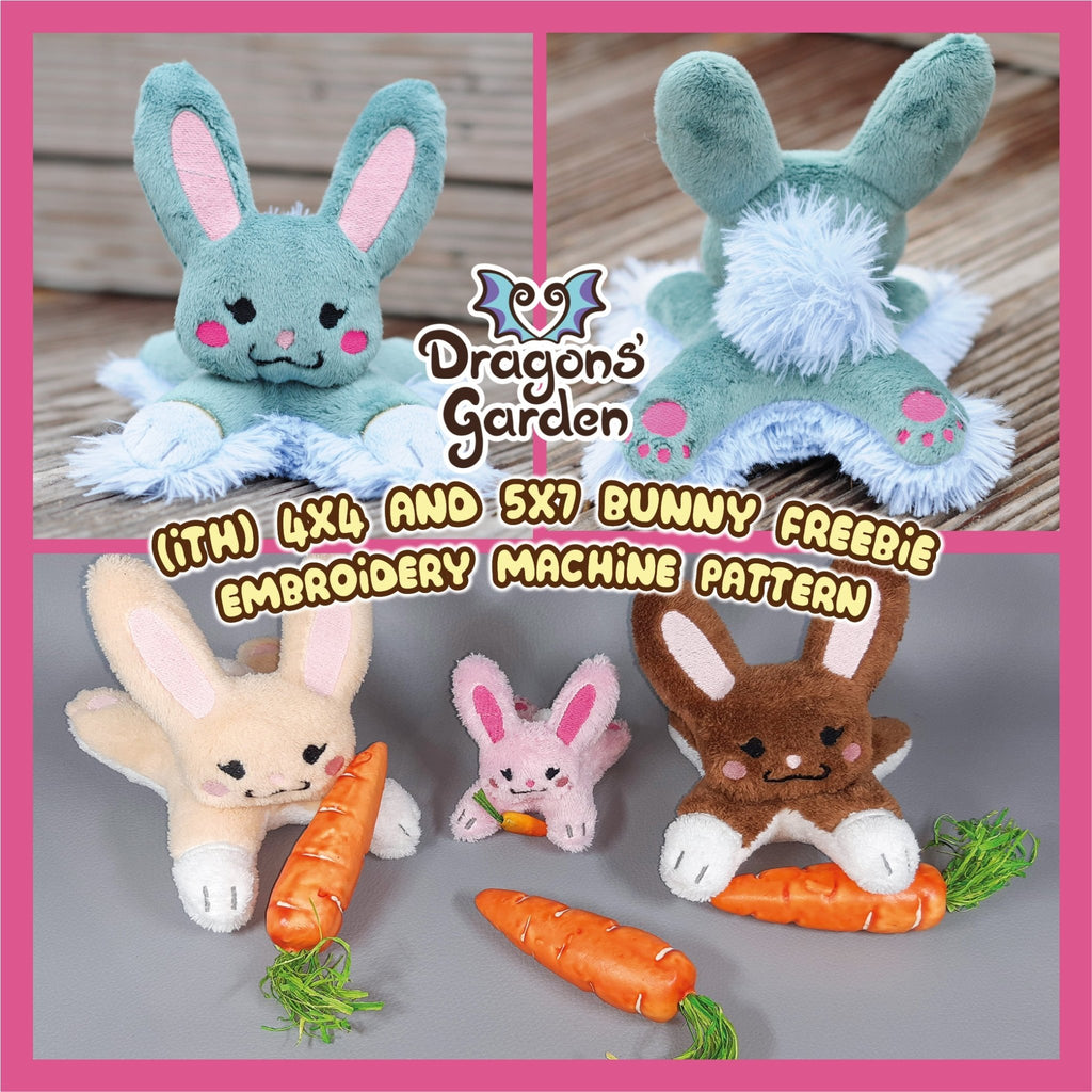 FREE ITH Bunny (Embroidery File 4x4 and 5x7) - Dragons' Garden - Freebie 4x4