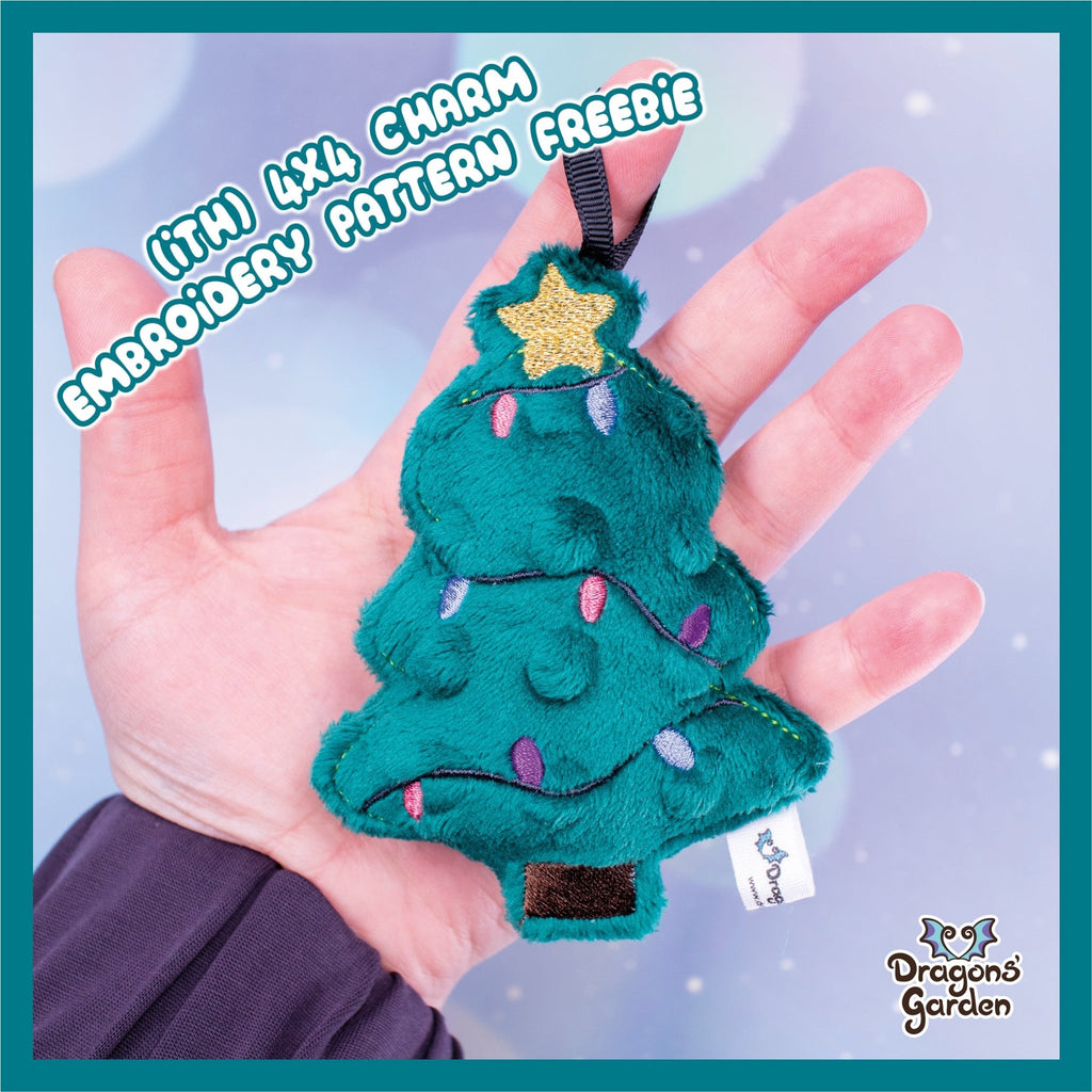 FREE ITH Christmas Tree Charm (Embroidery File 4x4) - Dragons' Garden - Freebie 4x4
