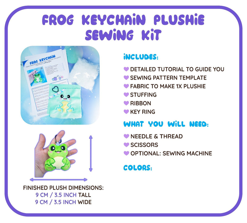 Frog Keychain Plushie Sewing Kit - Dragons' Garden - Pale Mint - Sewing Kit Sewing Kit
