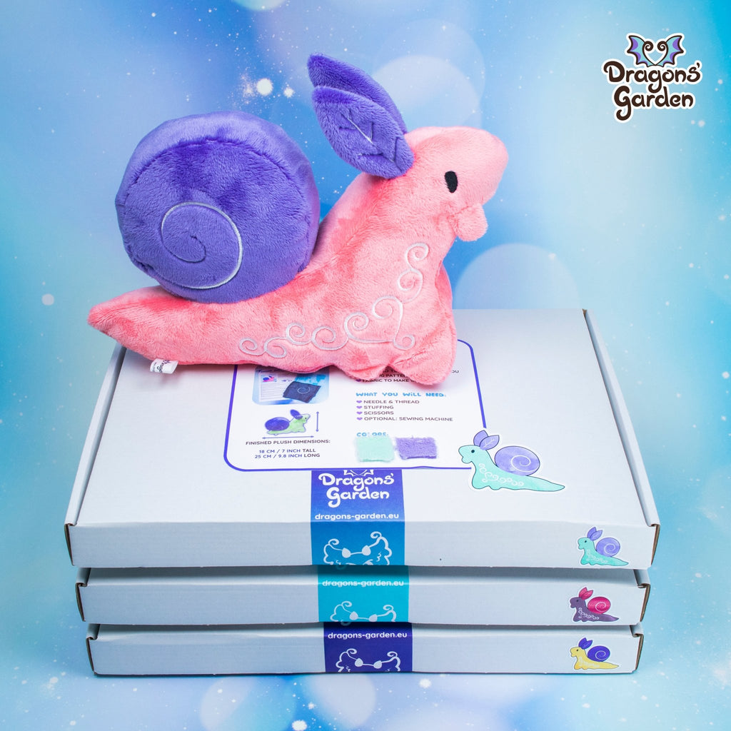 Garden Snail Plushie Sewing Kit - Dragons' Garden - Mint/Lavender - Sewing Kit Sewing Kit
