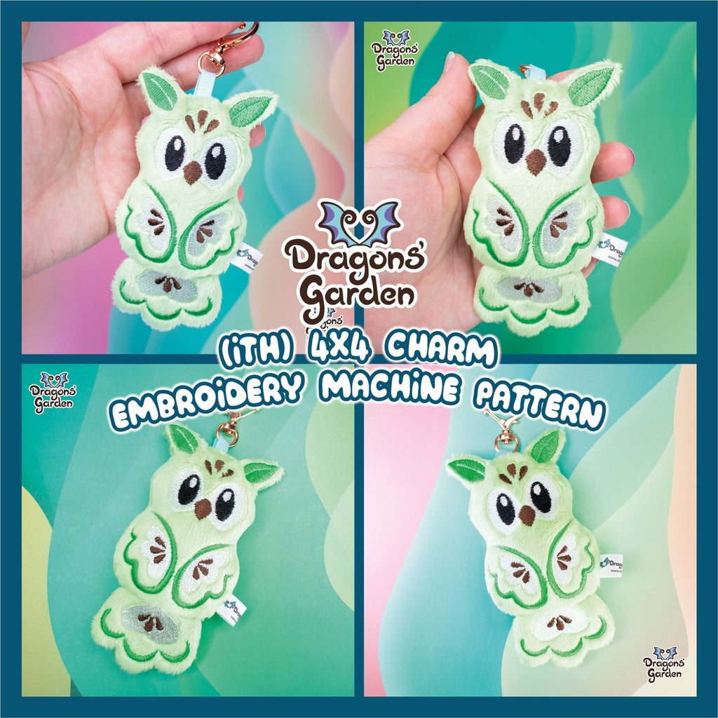 ITH Apple Owlet Charm Pattern - Dragons' Garden - Pattern 4x4