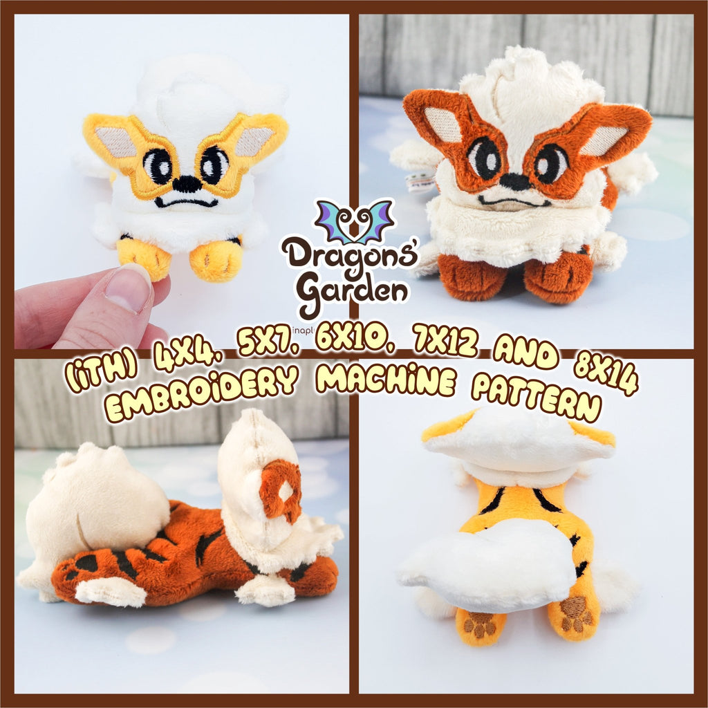 ITH Arcanine Pokemon Plushie Pattern - Dragons' Garden - Pattern 4x4