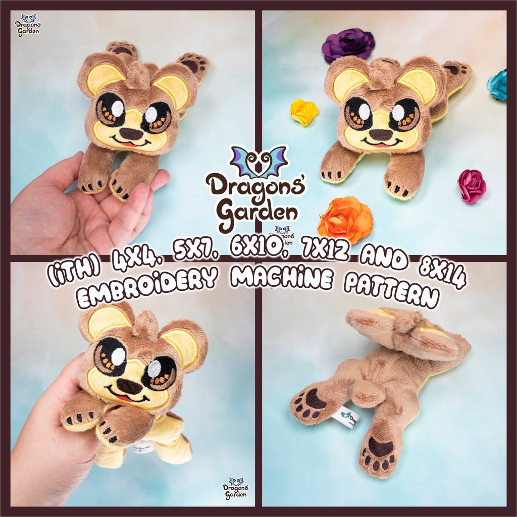 ITH Bear Plush Embroidery Pattern - Dragons' Garden - Pattern 4x4