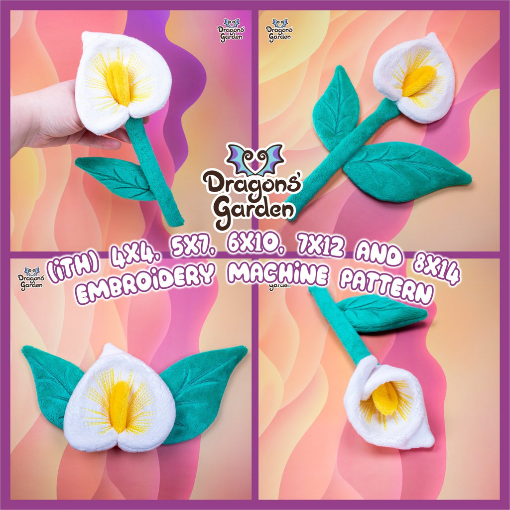 ITH Calla Lily Plush Flower Pattern - Dragons' Garden - Pattern 4x4