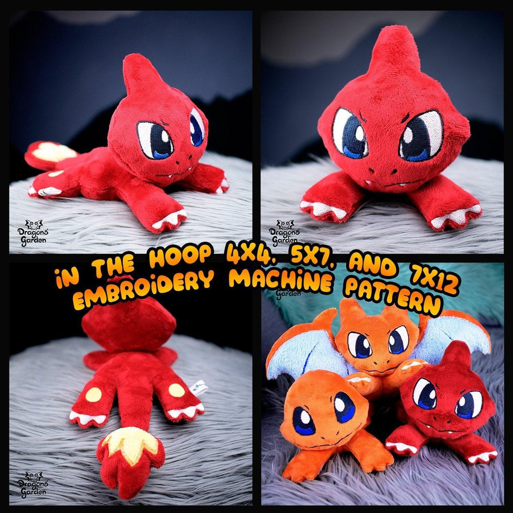 ITH Charmeleon Plushie Pattern - Dragons' Garden - Pattern 4x4