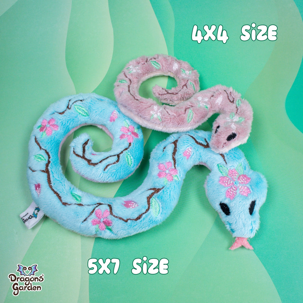 ITH Cherry Blossom Snake Plush Embroidery Pattern - Dragons' Garden - Pattern 4x4