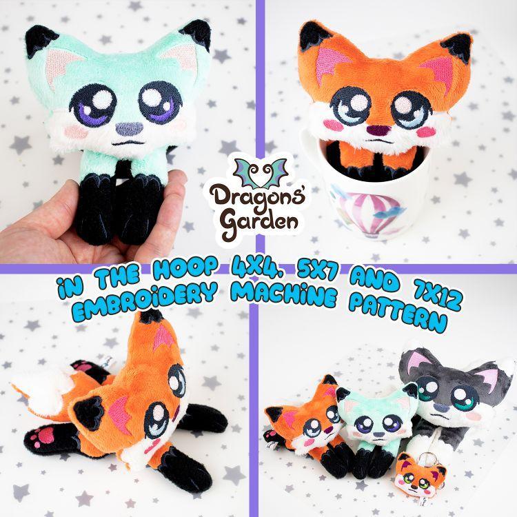 ITH Cute Fox Plushie Embroidery Pattern - Dragons' Garden - Pattern 4x4