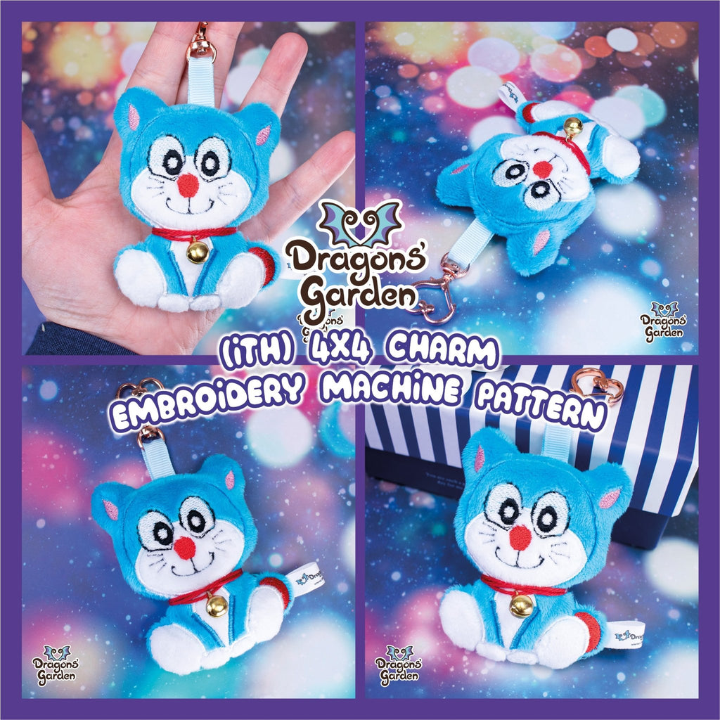 ITH Doraemon Kitty Charm Plushie Pattern - Dragons' Garden - Pattern 4x4
