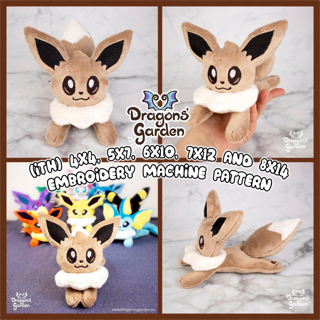 ITH Eevee Plush Embroidery Pattern Eeveelutions - Dragons' Garden - Pattern 4x4