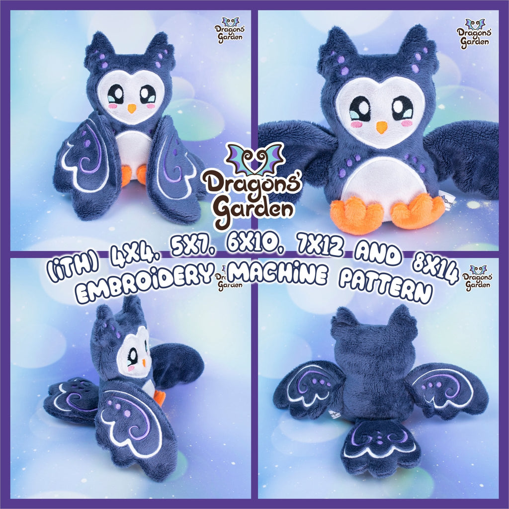 ITH Fairy Owl Plush Embroidery Pattern - Dragons' Garden - Pattern 4x4