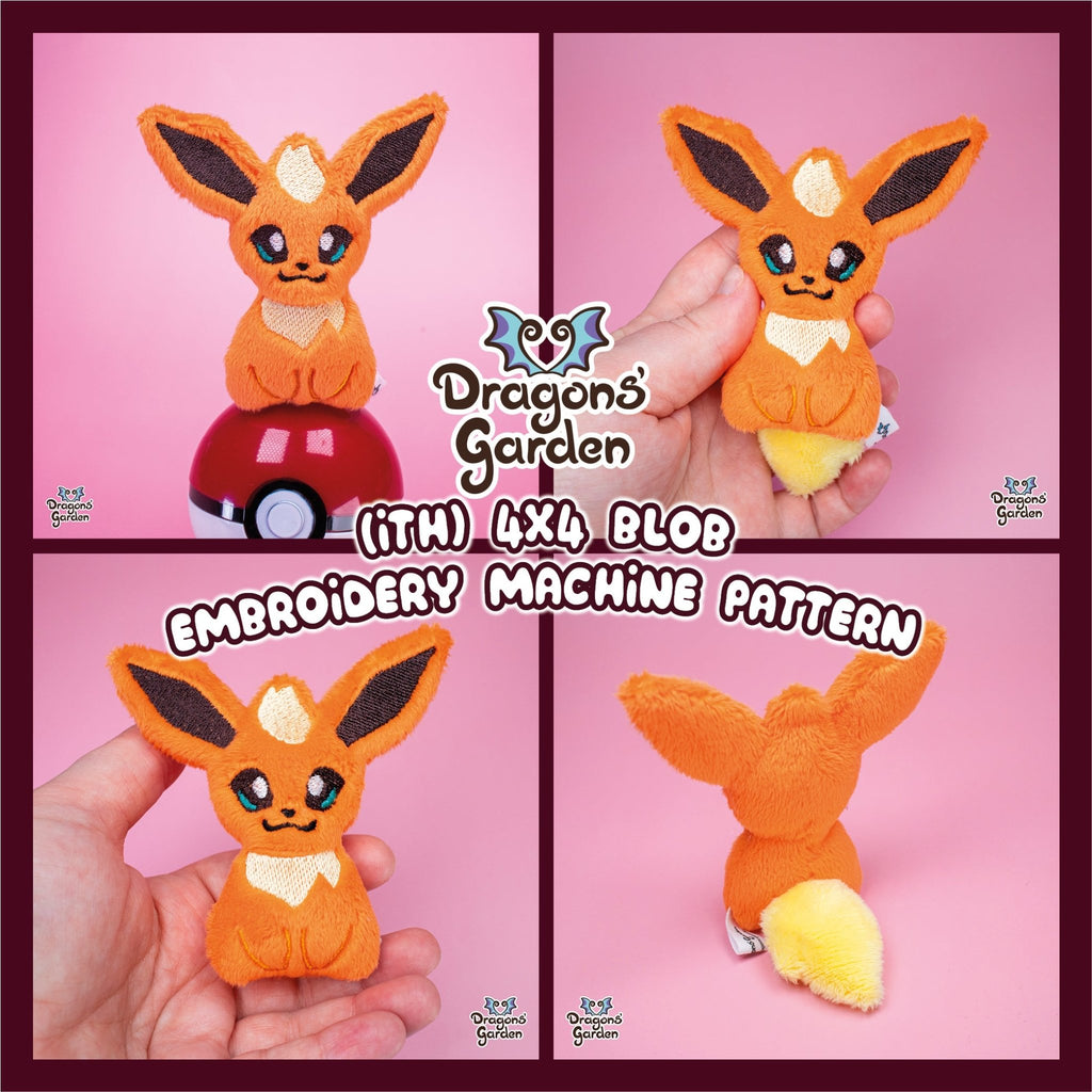 ITH Flareon Blob Plushie Pattern - Dragons' Garden - Pattern 4x4