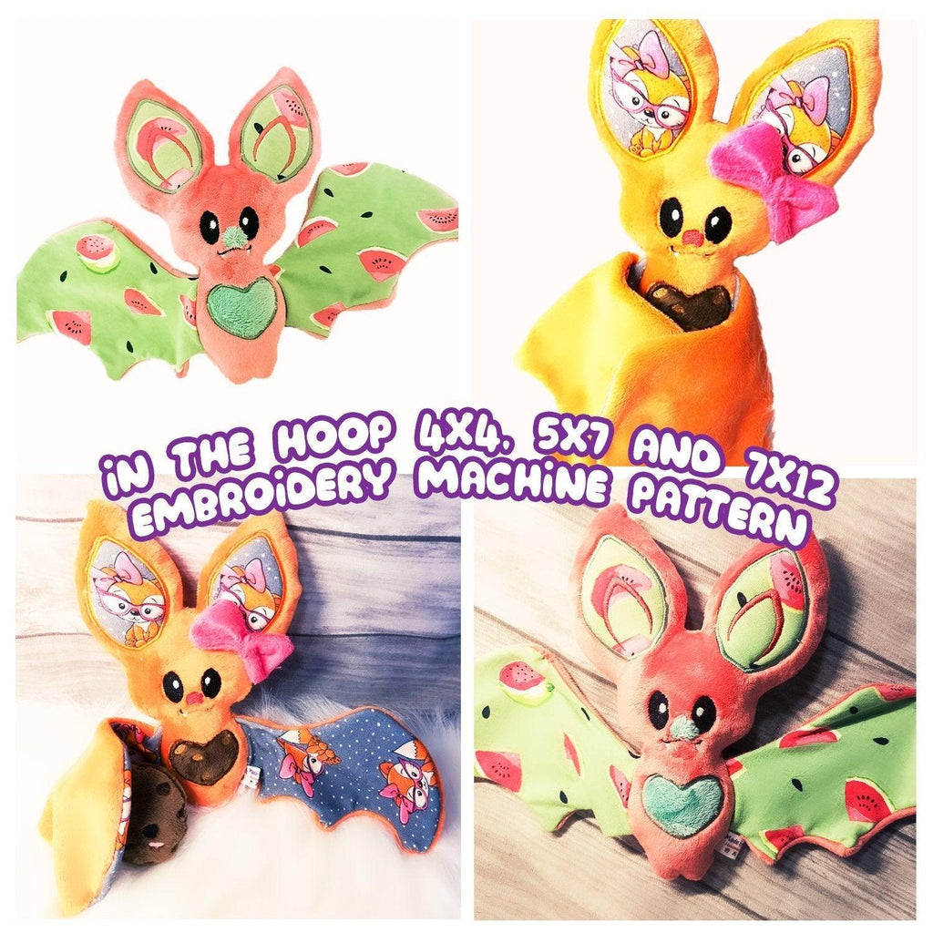 ITH Fruit Bats Plushies Embroidery Pattern - Dragons' Garden - Pattern 4x4