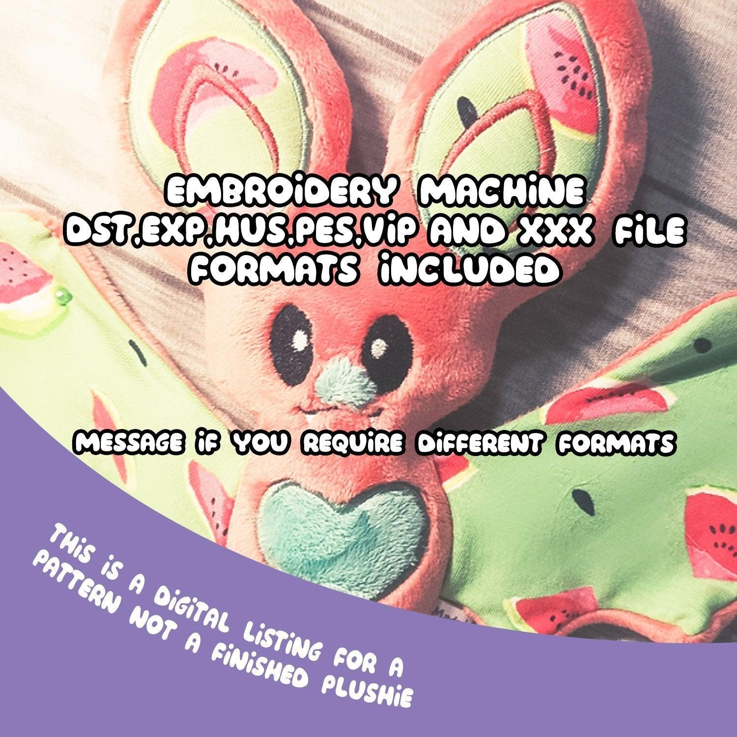 ITH Fruit Bats Plushies Embroidery Pattern - Dragons' Garden