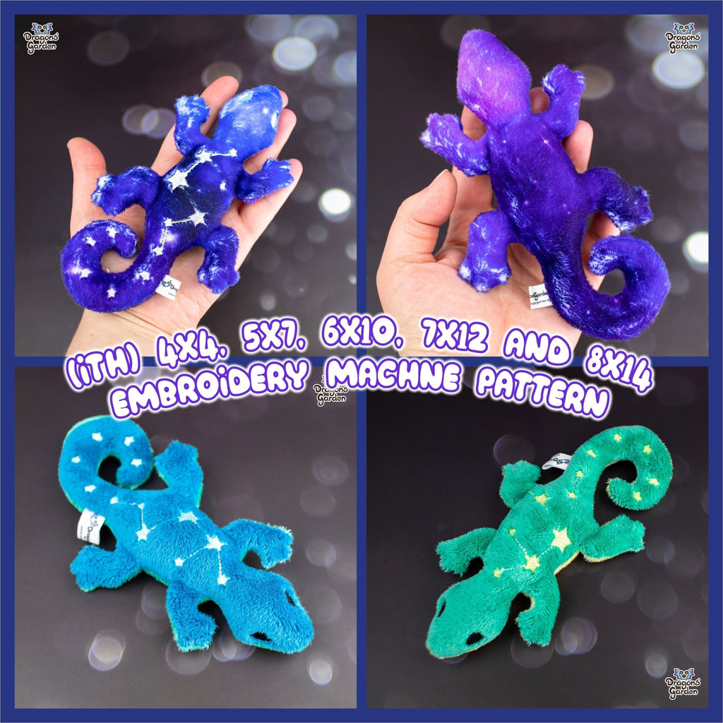 ITH Galaxy Gecko Plush Embroidery Pattern - Dragons' Garden - Pattern 4x4