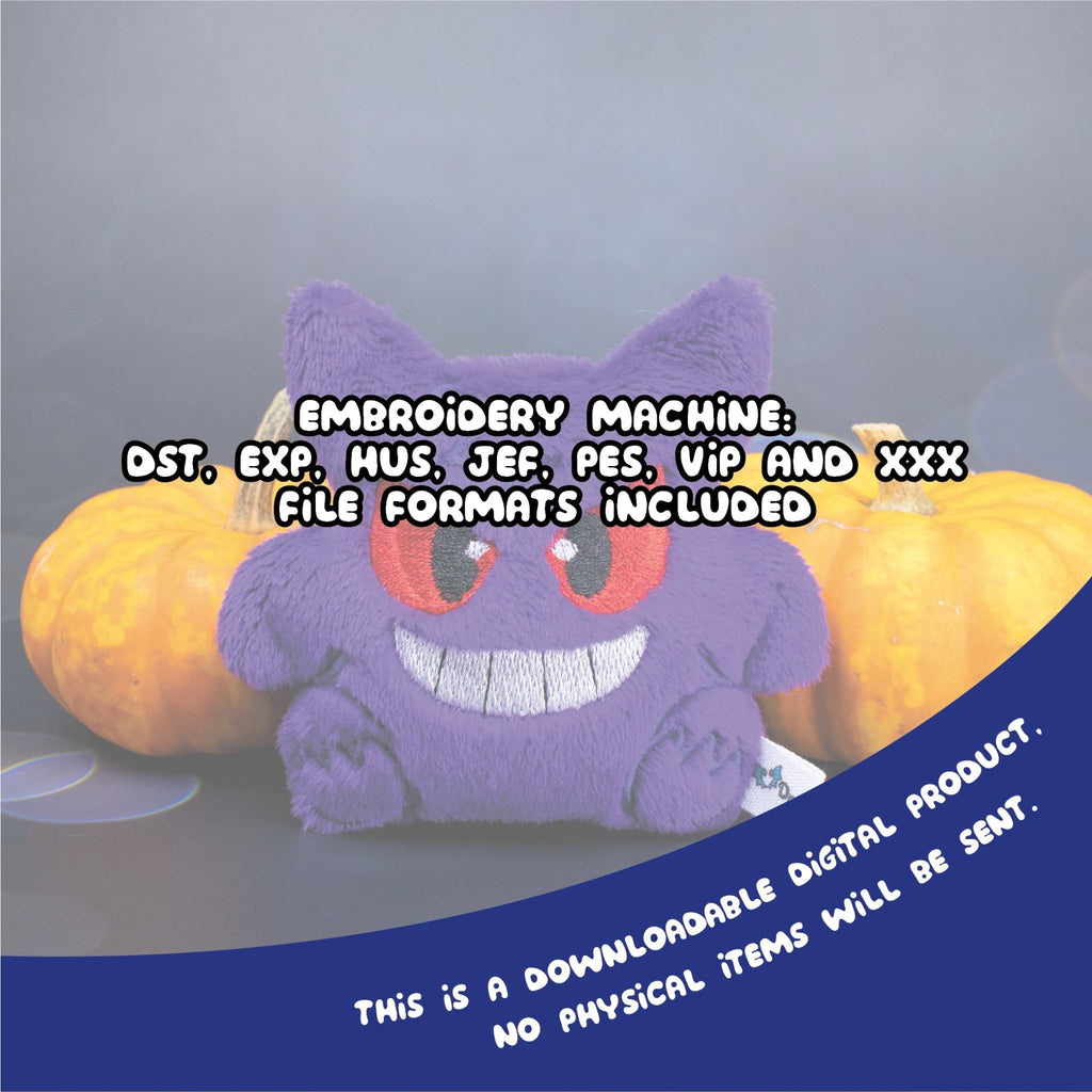 ITH Gengar Blob Plush Embroidery Pattern - Dragons' Garden - Pattern 4x4