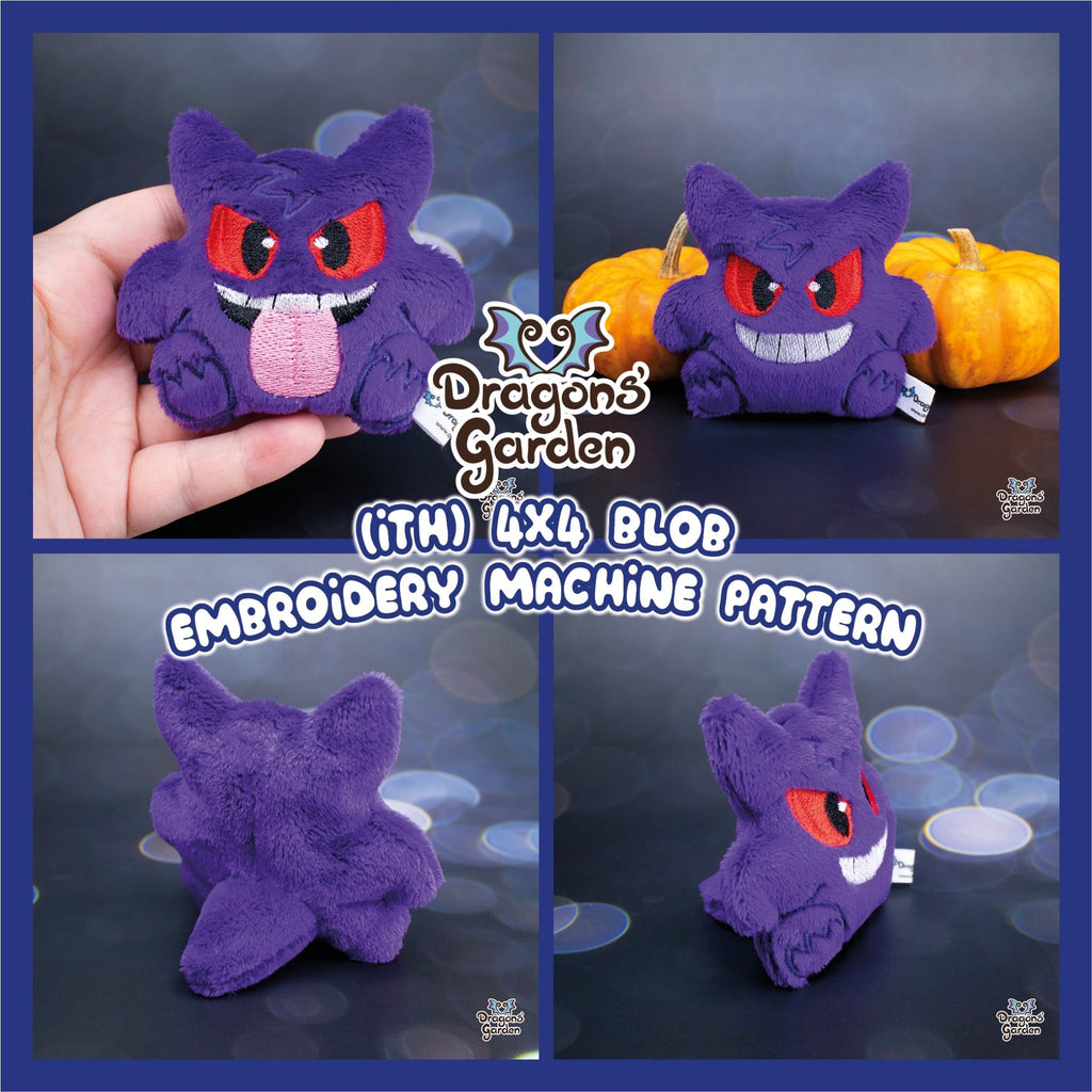 ITH Gengar Blob Plush Embroidery Pattern - Dragons' Garden - Pattern 4x4