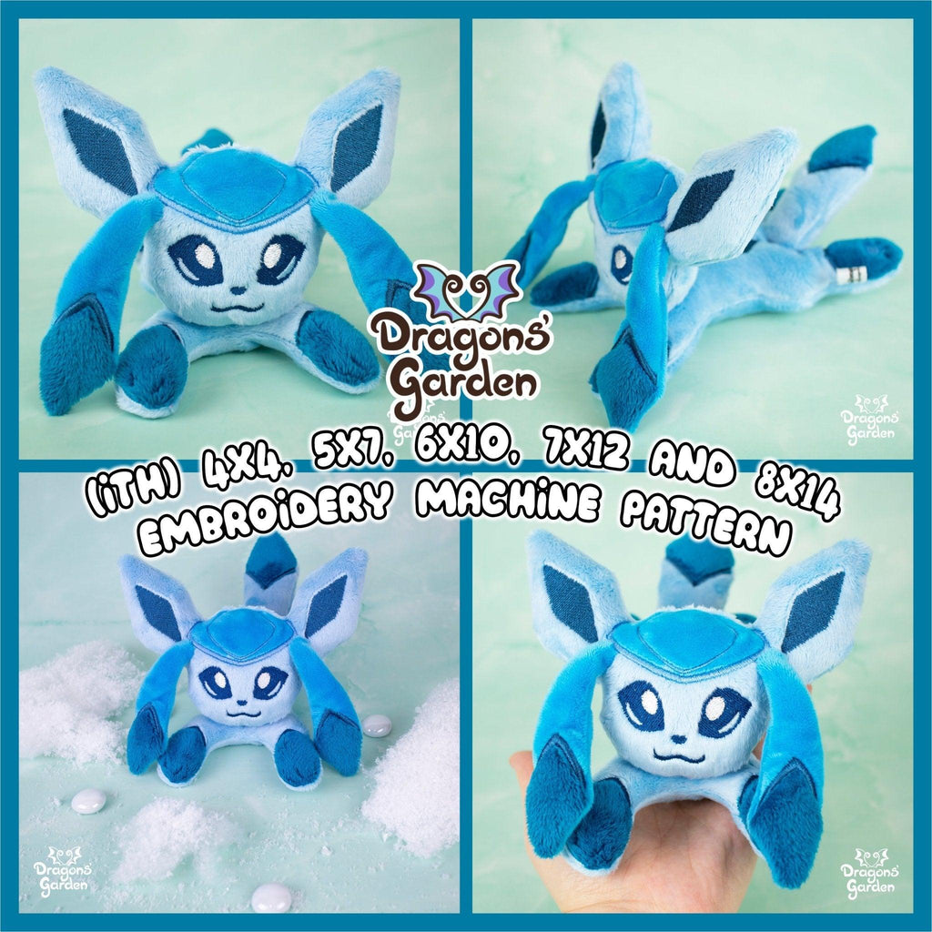ITH Glaceon Plush Embroidery Pattern Eeveelutions - Dragons' Garden - Pattern 4x4
