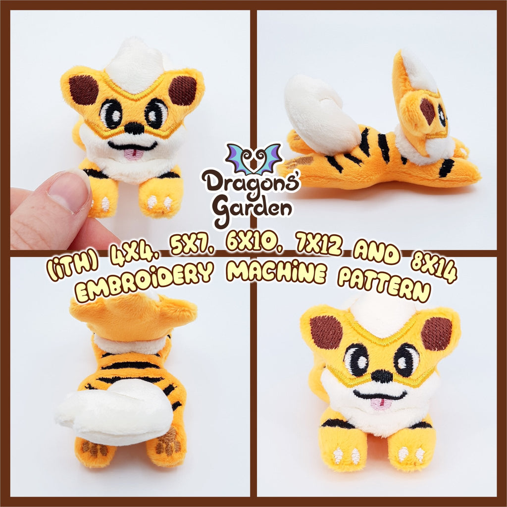 ITH Growlithe Pokemon Plushie Pattern - Dragons' Garden - Pattern 4x4