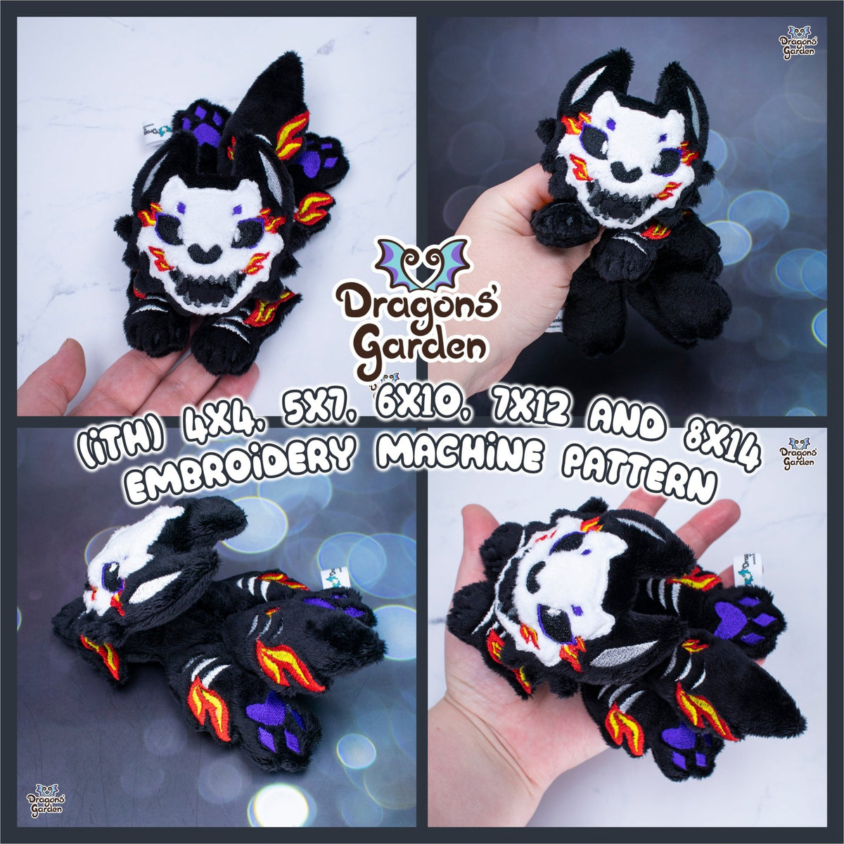 ITH Hellhound Puppy Dog Plushie Embroidery Pattern– Dragons' Garden