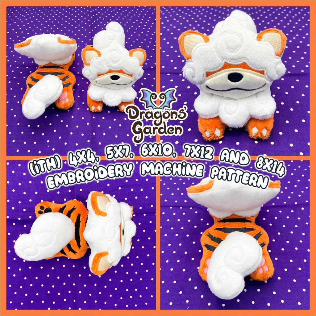 ITH Hisuian Growlithe Pokemon Plushie Pattern - Dragons' Garden - Pattern 4x4