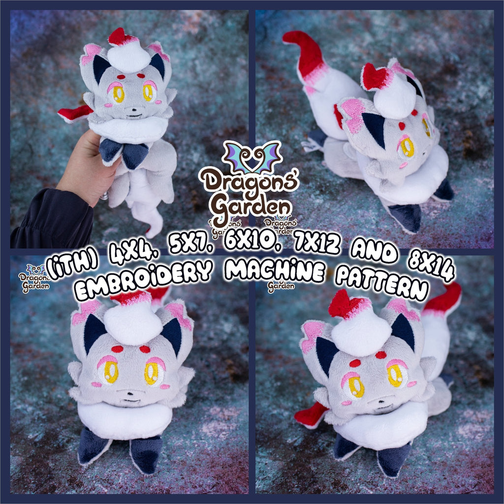 ITH Hisuian Zorua Plushie Pattern - Dragons' Garden - Pattern 4x4